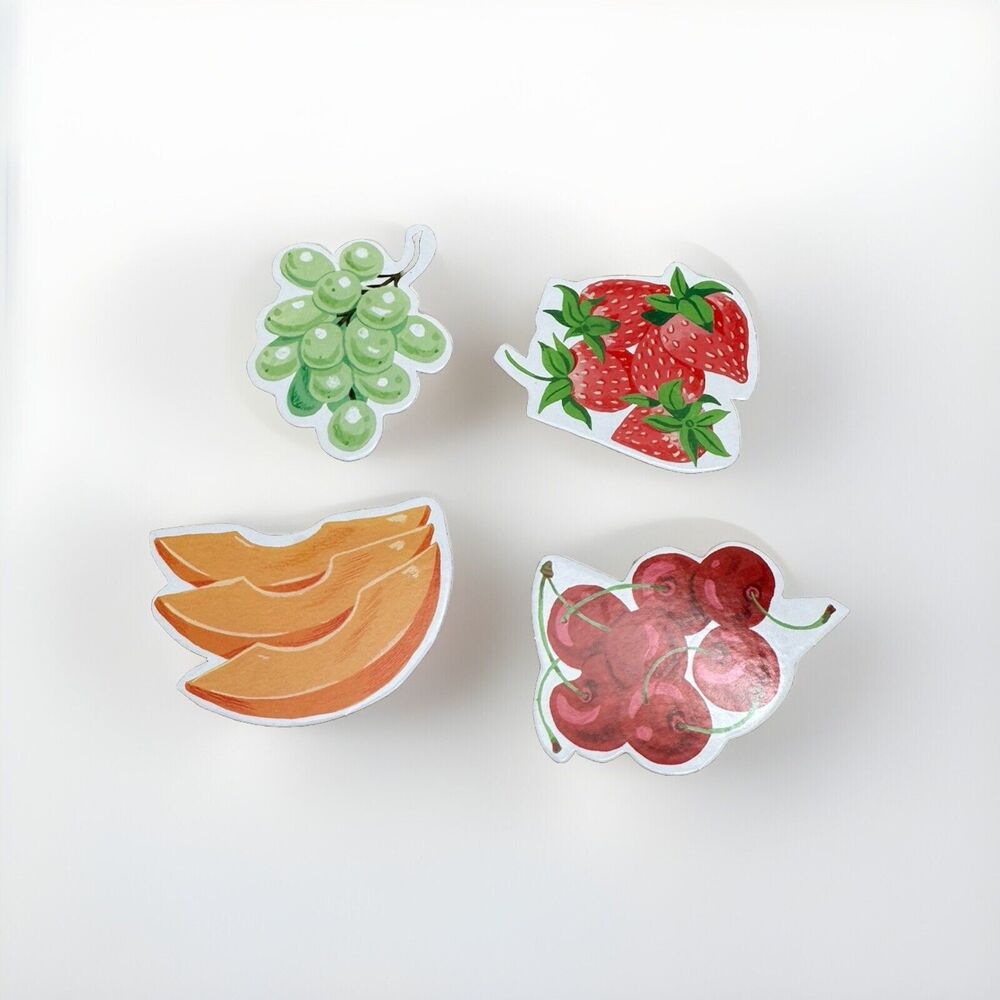 Eeboo Tea Party Game Replacement Parts Pieces Set of 4 Fruit Strawberries Grapes